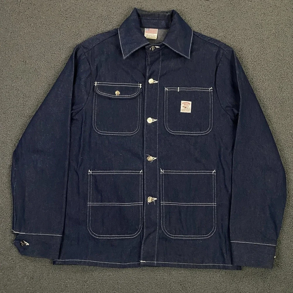 Vintage Pointer Brand Denim Chore Coat Mens Small Blue Barn Jacket Made USA